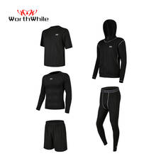 WorthWhile 5 Pcs/Set Men's Tracksuit Compression Sports Wear for Men Gym Fitness Clothes Running Jogging Suits Exercise Workout 2024 - buy cheap