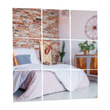 Adesivo de parede de espelho quadrado 3d, 9 peças, decalque, mosaico, decoração de casa, diy para sala de estar, varanda, decoração de quarto 2024 - compre barato