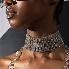 European and American fashion shining Rhinestone Necklace women's adjustable splicing multi row Crystal Necklace nightclub Neckl 2024 - buy cheap