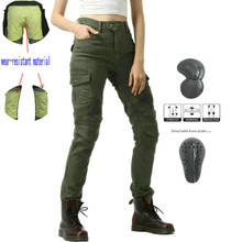 Loong Biker Motorcycle Riding Jeans Female Locomotive Knight Trousers Casual Pants Wear-Resistant Material Inside Pants Green 2024 - buy cheap