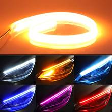 2pcs LED DRL Car Daytime Running Light Flexible Waterproof Strip Auto Headlights White Turn Signal Yellow Brake Flow Lights 12V 2024 - купить недорого