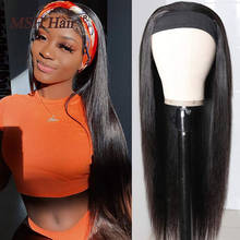 MSH парик с головной повязкой прямые безклеевые парики из человеческих волос, 150% плотность, бразильские прямые волосы Remy, парик для женщин 2024 - купить недорого