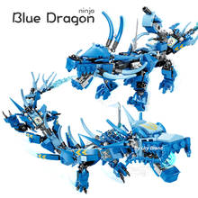 Voando azul ninja dragão luta mech série 2in1 conjunto bonecas diy montagem modelo blocos de construção brinquedos para meninos crianças presente 2024 - compre barato