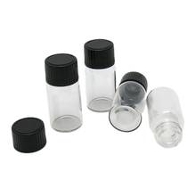 500PCS/Lot 1/3 OZ Clear Glass Vials with Black Screw Top, Small Transparent Bottle Essential Oil Bottle 2024 - buy cheap
