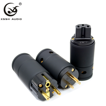 Electrical Connector XSSH Audio Black Metal Shell Gold Plated Pure Copper Male 3 Pins Grounding US EU IEC AC Power Jack Plugs 2024 - buy cheap