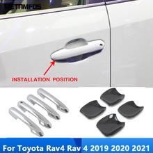 Для Toyota Rav4 Rav 4, 2019, 2020, углеродное волокно, боковая дверная ручка, крышка, отделка, декоративная рамка, внешние аксессуары, автомобильный Стайлинг 2024 - купить недорого