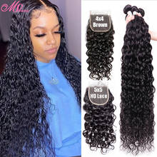Mshere Water Wave Bundles With Closure 4x4 5x5 Transparent Lace Closure With Bundles Deep Wave Remy Hair Weave Extensions 30Inch 2024 - buy cheap