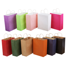 40pcs/lot hot pink paper bag with handle Party Gift Paper Bags Wedding Favors Festival gift bag 2024 - buy cheap