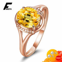 Luxury 925 Silver Jewelry Ring Oval Shape Citrine Zircon Gemstone Finger Rings for Women Wedding Engagement Party Gift Accessory 2024 - buy cheap