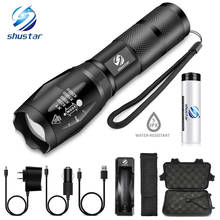 Shustar Led flashlight Ultra Bright torch L2/V6 Camping light 5 switch Mode waterproof Zoomable Bicycle Light  use 18650 battery 2024 - купить недорого