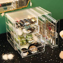 Caja de almacenamiento de joyería transparente de gran capacidad, tocador, collar, pendientes, cajón de almacenamiento de maquillaje, caja de plástico 2024 - compra barato