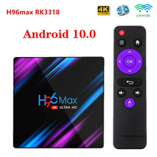 H96 max smart tv box android 10 rk3318 4gb 32 1080p tv conjunto-caixa superior usb3.0 h.265 60fps voz assistente 4k tv vídeo receptor 2024 - compre barato