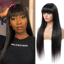 IJOY Brazilian Straight Human Hair Wigs With Bangs For Black Women Natural Color Full Machine Made Wig Brazilian Remy Hair Wig 2024 - buy cheap