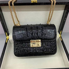 Couro de jacaré exótico das mulheres mini bolsa de verão genuíno pele de crocodilo senhora aleta saco alça de corrente de ouro feminino bolsa de ombro 2024 - compre barato