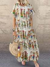 Women's Summer Sundress ZANZEA Stylish Cartoon Print Maxi Dress Casual Short Sleeve Tunic Vestidos Female O Neck Robe Oversize 2024 - buy cheap