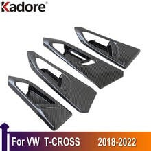 For Volkswagen T-Cross 2018 2019 2020 Carbon Fiber Interior Door Handle Bowl Cover Trims Protection Sticker Car Accessories 2024 - buy cheap