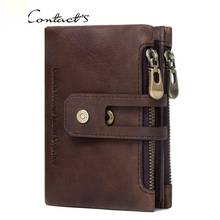 Men's Wallet Double Zipper Buckle Leather Retro Crazy Horse Cowhide Casual Coin Purse Card Holder 2024 - buy cheap