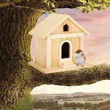 Casa de pássaros de madeira artesanal, faça você mesmo, papagaios, caixa de nidificação, ar livre, decoração de jardim 2024 - compre barato
