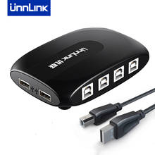 Unnlink-controlador síncrono USB de 4 puertos, interruptor de tecla de acceso rápido KM, 1 Juego de Control de teclado y ratón, 4 Uds./ordenador/portátil, sincronizor 2024 - compra barato