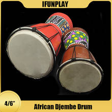 Tambor djembe africano de alta qualidade, instrumento musical tradicional de madeira com 4 tamanhos e 6 unidades 2024 - compre barato