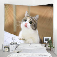 Cute Cat Wall Hanging Tapestry Art Deco Blanket Curtain Hanging At Home Bedroom Living Room Decoration 2024 - buy cheap