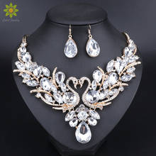 Clear Crystal Bridal Jewelry Sets Gold Color Swan Pendant Women Gift Party Wedding Prom Necklace Earring Accessories 2024 - buy cheap