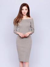 Vestido elástico OL para mujer, prenda básica coreana, sin hombros, de punto, elegante y cómodo 2024 - compra barato