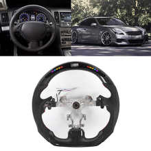 Car Steering Wheel Carbon Fiber Perforated Nappa LED Car Steering Wheel Fit for Infiniti G37 2009 2010 2011 2012 2013 2024 - buy cheap