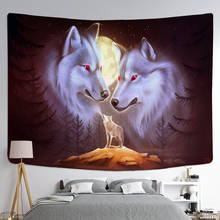 Three Wolves Holy Animals Tapestry Decoration Wall Hanging Lion Wolf Tiger Pattern Background Wall Tapestry Home Textile 2024 - buy cheap