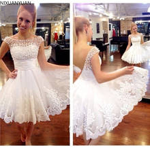 Новое Белое Короткое свадебное платье, сексуальное кружевное свадебное платье для невесты, свадебное платье, реальный образец 2024 - купить недорого