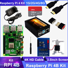 Микрокомпьютер Raspberry Pi 4 Model B, 2 ГБ, 4 ГБ, 8 ГБ ОЗУ, карта памяти, чехол, вентилятор охлаждения, видеокабель 4K HD, блок питания для Raspberry Pi 4 B 2024 - купить недорого