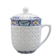 Exquisite 300ml Jingdezhen Hollow Honeycomb Glass Ceramic Porcelain Tea Cup Health Cup Mug Milk Coffee Tea Cup with Lid Saucer 2024 - buy cheap