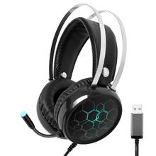 Fone de ouvido para jogos 3.5mm com fio usb, com luz de led, estéreo, surround, headset com microfone para pc, computador, notebook, ps4 2024 - compre barato