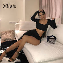 XLLAIS-falda de manga larga para mujer, conjunto de dos piezas, Sexy, para oficina, verano, 2021 2024 - compra barato