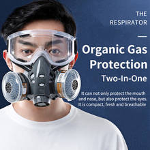 Meia máscara de gás respirador conjunto filtros à prova de poeira pintura indústria química pesticidas máscaras protetoras anti nevoeiro óculos 2024 - compre barato