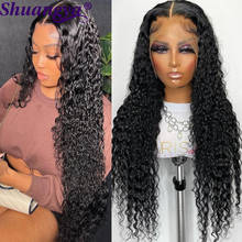 Hd Transparent Lace Frontal Wig For Black Women 13x4 Water Wave Lace Front Wig Curly Human Hair Wig Pre Plucked Shuangya Hair 2024 - buy cheap