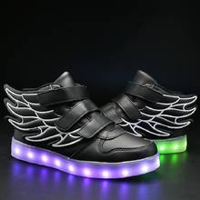 Детские светильник ящиеся кроссовки UncleJerry с крыльями, Детская светодиодная обувь для мальчиков и девочек, светящиеся кроссовки с USB-зарядкой, модная обувь для мальчиков 2024 - купить недорого