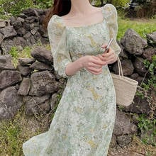 New Casual Fashion Floral Summer Women's Dress Elegant Short Sleeve Long Party Dress Chiffon Women Clothing Robe Vestidos 20074 2024 - buy cheap