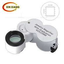 45X Scale Magnifier Portable Silver Measuring Magnifying Glass with LED Light Handheld Pocket Magnifier Loupe Mini Jeweler Lupa 2024 - buy cheap