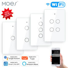MOES Smart Glass Panel Switch Smart Life/Tuya App Multi-Control Association, Voice Control with Alexa,Google Home,1/2/3/4 Gang 2024 - buy cheap