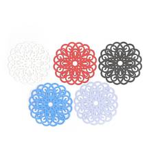 Conectores de joyería de moda, 10 Uds., flores azul, negro, rojo, blanco, violeta, Conector de filigrana, accesorios DIY, 25mm X 25mm 2024 - compra barato