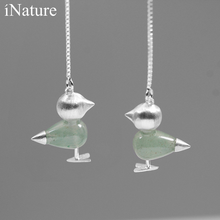 INATURE 925 Sterling Silver Green Aventurine Lovely Bird Long Drop Earrings For Women Chain Tassel Jewelry 2024 - buy cheap