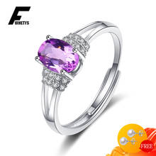 925 Silver Jewelry Rings Oval Amethyst Zircon Gemstone Open Finger Ring Ornament for Female Wedding Promise Party Gift Wholesale 2024 - buy cheap