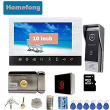 Homefong-Kit de intercomunicador de vídeo de 10 pulgadas con cerradura eléctrica, desbloqueo, timbre de teléfono y puerta con cámara, grabación de detección de movimiento 2024 - compra barato