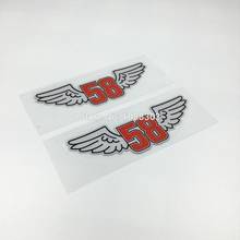 Автомобильный Стайлинг 2 шт./лот Wings Super Sic Marco Simoncelli 58 наклейки для автомобиля мотоцикла велосипеда шлема светоотражающие 2024 - купить недорого