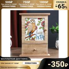 Housekeeper tree 6 hooks with a box "Owl on branch and fabulous flowers" 29.5x21x8 cm 4650569 Storage items Holders Racks Home Organization Garden supplies For 2024 - buy cheap