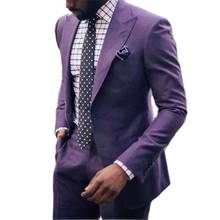 Custom Made Purple Mens Suits 2 Pieces(Jacket+Pants+Tie) Fashion Slim Fit Groom Blazer Trousers Costume Homme Casual Party Wear 2024 - buy cheap