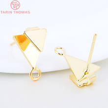 Pendientes de tuerca de doble triángulo de Latón chapado en oro de 24K, 10 Uds., 11x15MM, joyería artesanal de alta calidad 2024 - compra barato