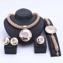 Conjunto de joias de luxo douradas estilo dubai, moda nigeriana com contas africanas, colar com pulseira e brinco 2024 - compre barato