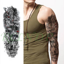 Водонепроницаемая временная татуировка наклейка череп воин леопард крест щит полная рука большая поддельная тату флэш-тату для мужчин женщин девушек 2024 - купить недорого